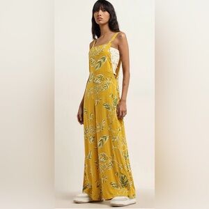 Bombay Paisley Yellow Leaf Printed Jumpsuit